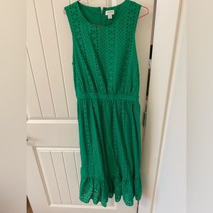 JCrew Green sleeveless lace summer dress size 4